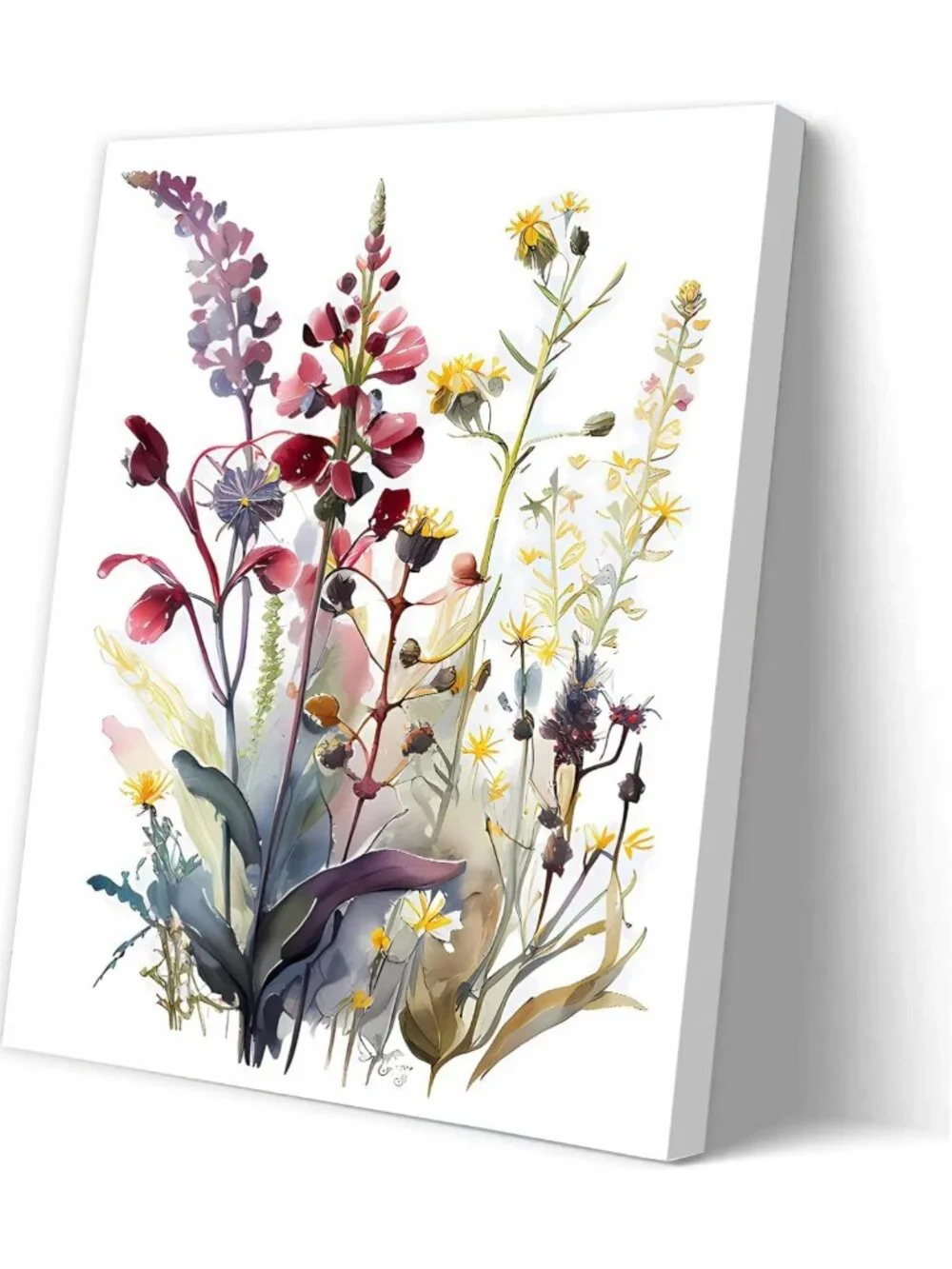 Colorful Wildflower Canvas Art Set of 6 | Botanical Watercolor Floral Decor
